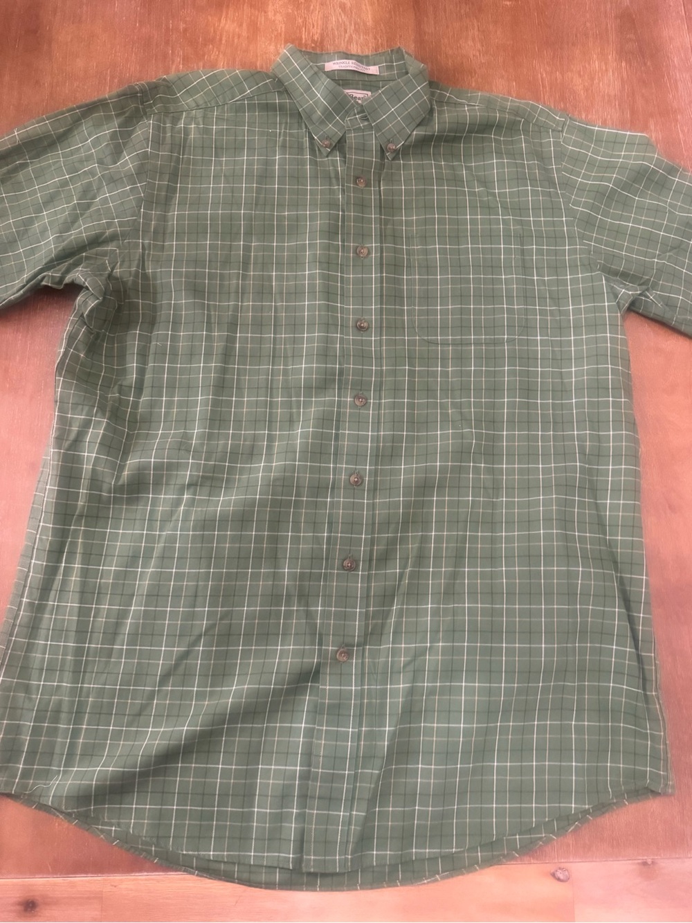 L.L. Bean Olive Green Plaid Button-Down Shirt